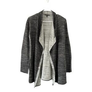 Eileen Fisher Charcoal Gray Organic Cotton Plaited Long Cascading Cardigan